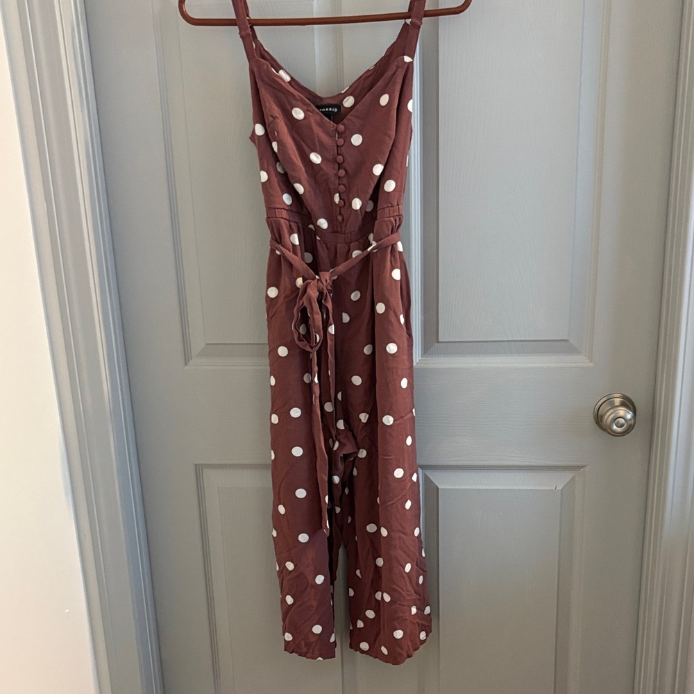 torrid Rust Brown Polka Dot Jumpsuit with White Dots